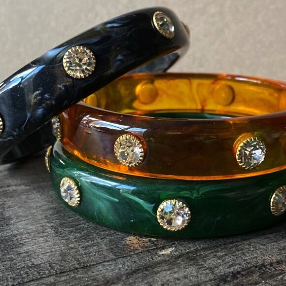 NEW Rhinestone Acrylic Bangle Bracelet Set - Picture 12 of 15